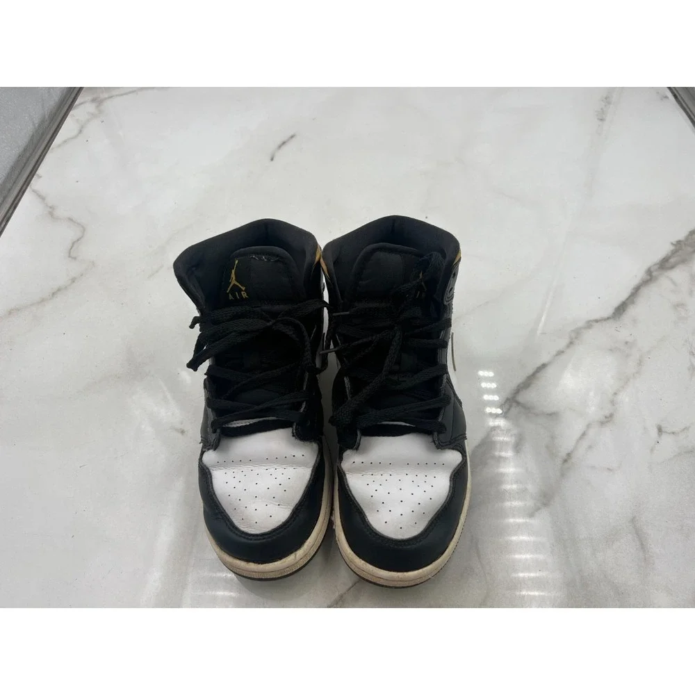 Air Jordan 1 Shoes Boys Youth 6Y Mid University Gold Black White 554725-177